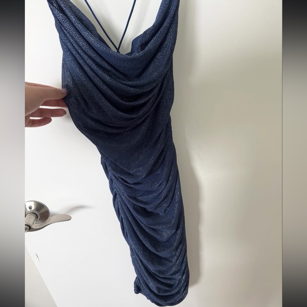 Elegant Blue Draped Dress